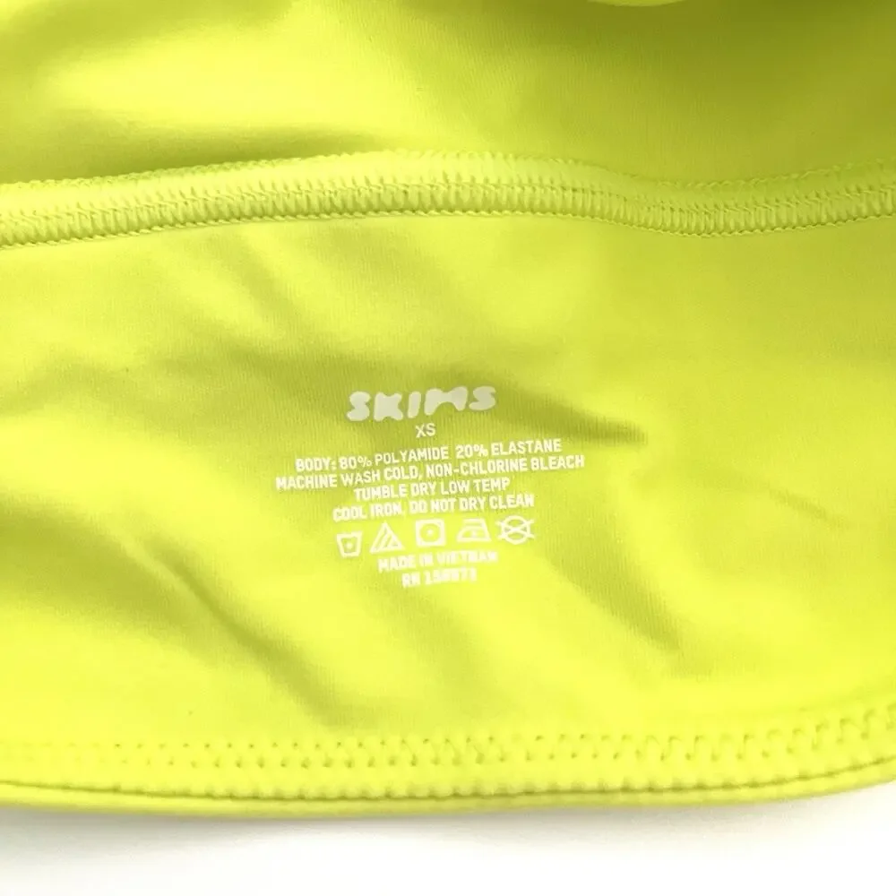 SKIMS Fits Everybody XS Square Neck Longline Bralette In Daffodil Neon Green NWT - Picture 3 of 7
